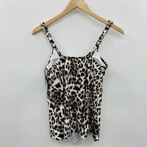 Swim Solutions Womens Size 10 Animal Printed Pleat-Front Tankini Top $78 747 - Picture 5 of 9